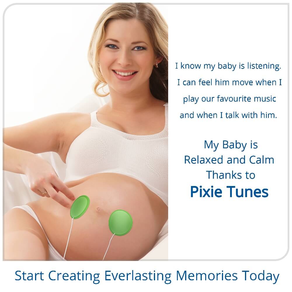 Plays and Shares Music Prenatal Speaker Hunter Green Baby Bump Headphones Marvelous Edition Including bebon Tunes APP Sound and Voices to The Womb 